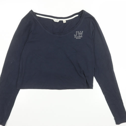 Jack Wills Women's Blue Cropped Long Sleeve T-Shirt Size 12