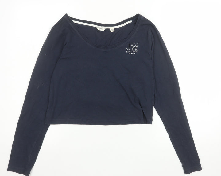Jack Wills Women's Blue Cropped Long Sleeve T-Shirt Size 12