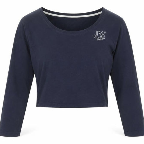 Jack Wills Women's Blue Cropped Long Sleeve T-Shirt Size 12