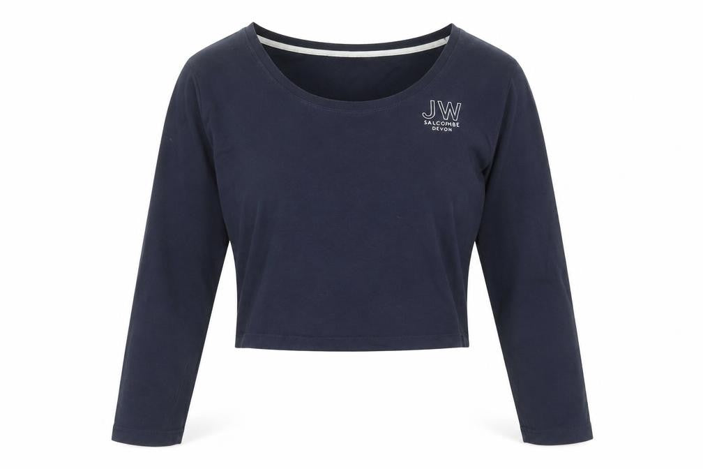 Jack Wills Women's Blue Cropped Long Sleeve T-Shirt Size 12