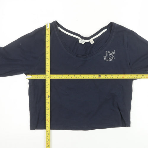 Jack Wills Women's Blue Cropped Long Sleeve T-Shirt Size 12