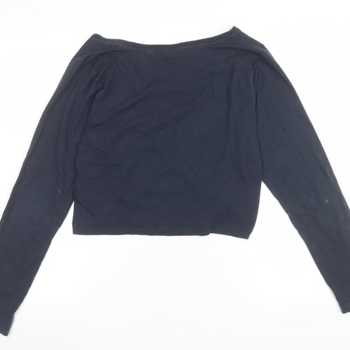 Jack Wills Women's Blue Cropped Long Sleeve T-Shirt Size 12