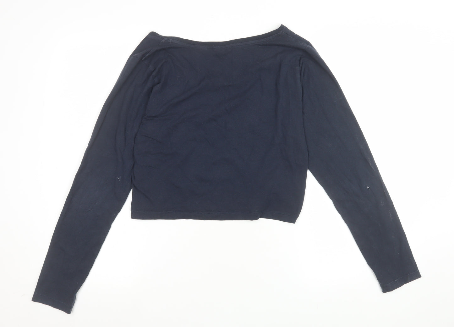Jack Wills Women's Blue Cropped Long Sleeve T-Shirt Size 12