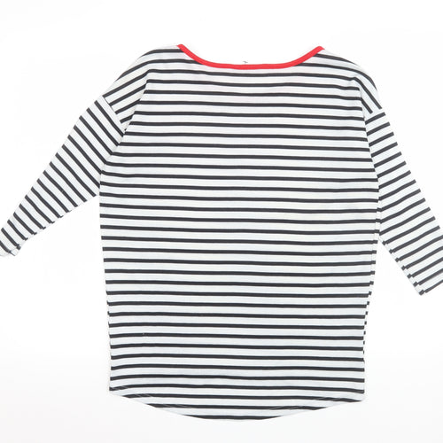 ONLY Women's XS Black White Striped 3/4 Sleeve Boat Neck Jersey Top