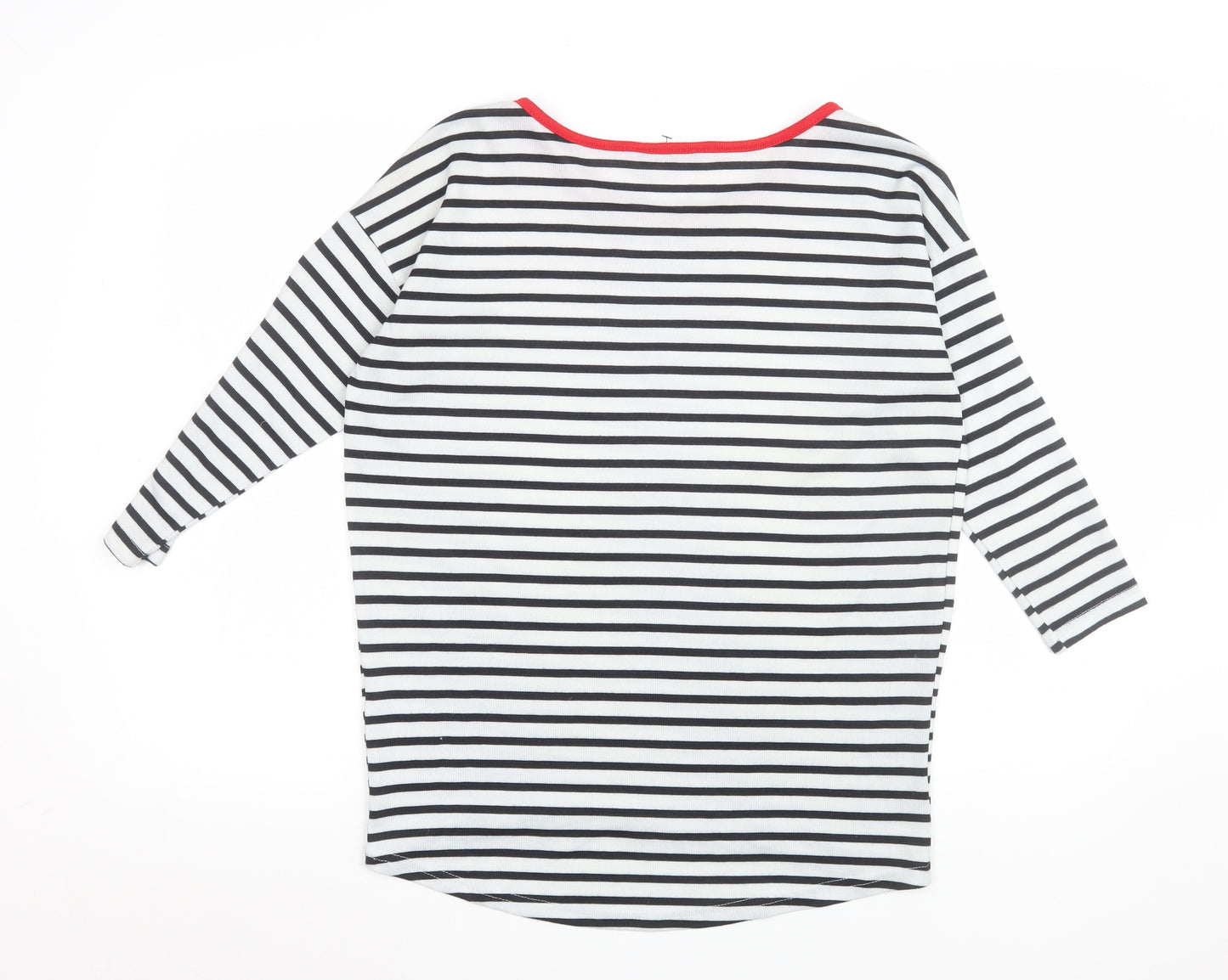 ONLY Women's XS Black White Striped 3/4 Sleeve Boat Neck Jersey Top