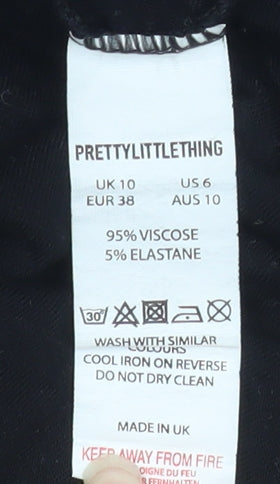 PrettyLittleThing Women's Black Long Sleeve Bodysuit Size 10