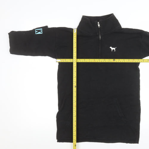 Victoria's Secret PINK Womens Black XS 1/4 Zip Pullover Sweatshirt