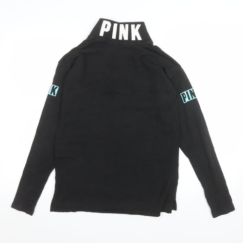 Victoria's Secret PINK Womens Black XS 1/4 Zip Pullover Sweatshirt