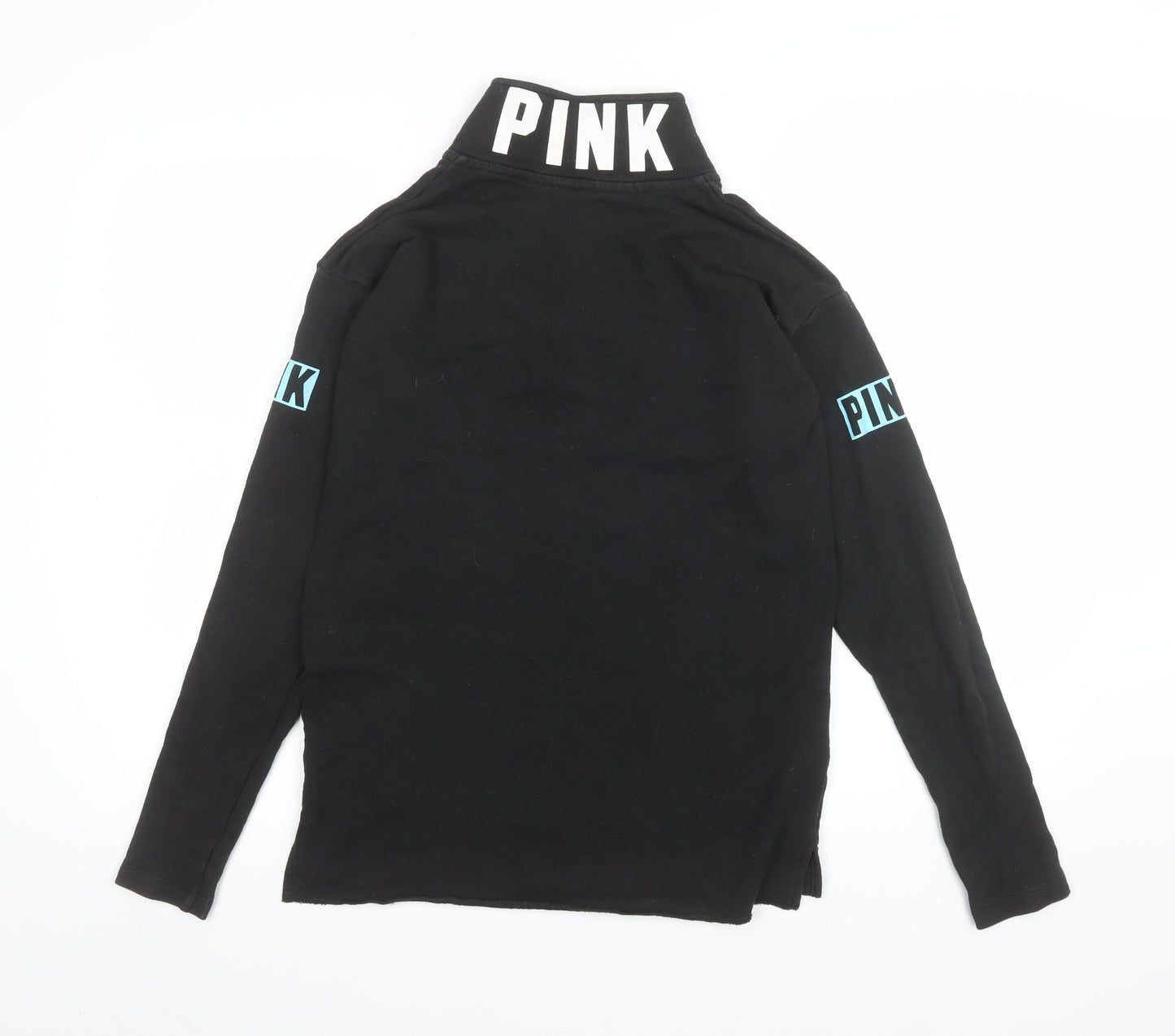 Victoria's Secret PINK Womens Black XS 1/4 Zip Pullover Sweatshirt
