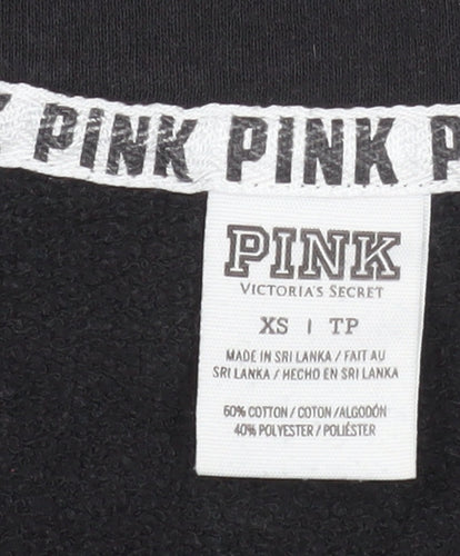 Victoria's Secret PINK Womens Black XS 1/4 Zip Pullover Sweatshirt