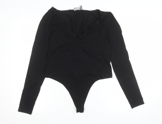 ASOS Design Women's Black Long Sleeve Bodysuit Size 14 Cotton Stretch