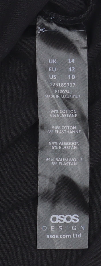 ASOS Design Women's Black Long Sleeve Bodysuit Size 14 Cotton Stretch