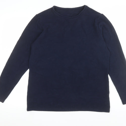 Marks and Spencer Men's Navy Long Sleeve Crew Neck T-Shirt Size 22 Regular Fit