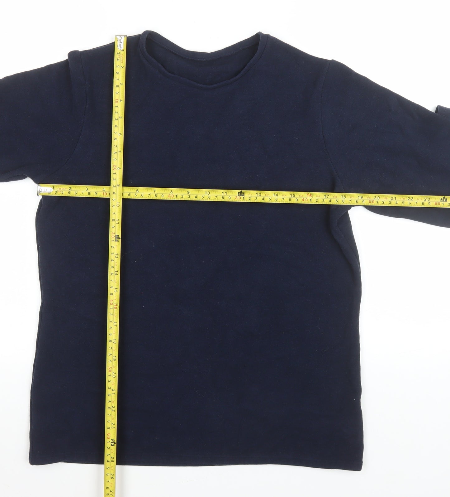 Marks and Spencer Men's Navy Long Sleeve Crew Neck T-Shirt Size 22 Regular Fit