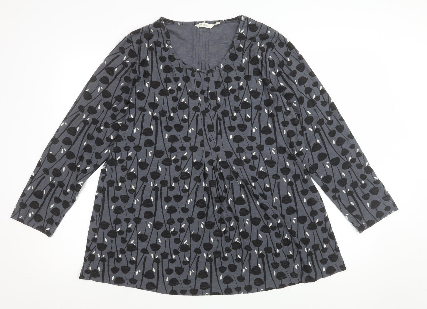 Adini Women Grey 100% Cotton Shift Dress Size L Long Sleeve