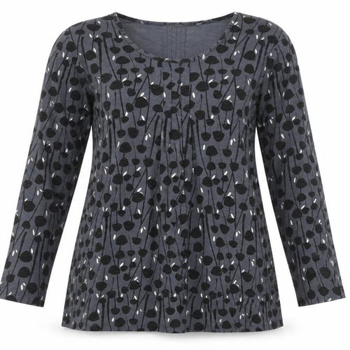 Adini Women Grey 100% Cotton Shift Dress Size L Long Sleeve
