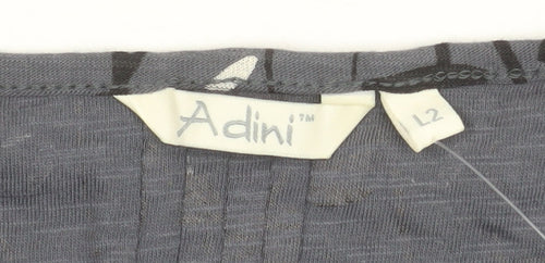Adini Women Grey 100% Cotton Shift Dress Size L Long Sleeve