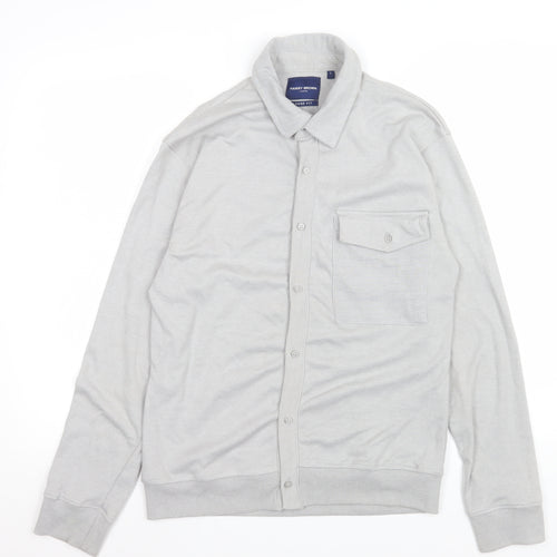 Harry Brown Men’s Grey Loose Fit Long Sleeve Button-Up Shirt Size S