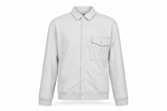 Front view of Harry Brown Men’s Grey Loose Fit Long Sleeve Button-Up Shirt, size S