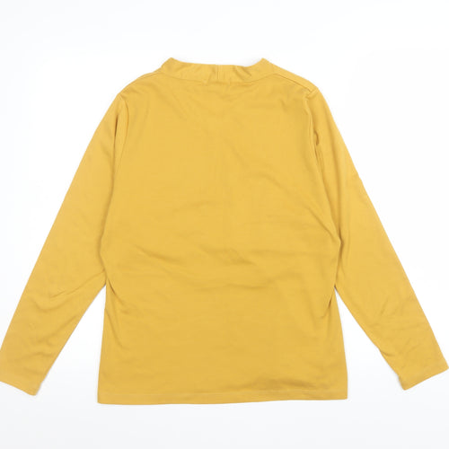 Freshwear Womens Yellow V-Neck Long Sleeve Basic Top Size L