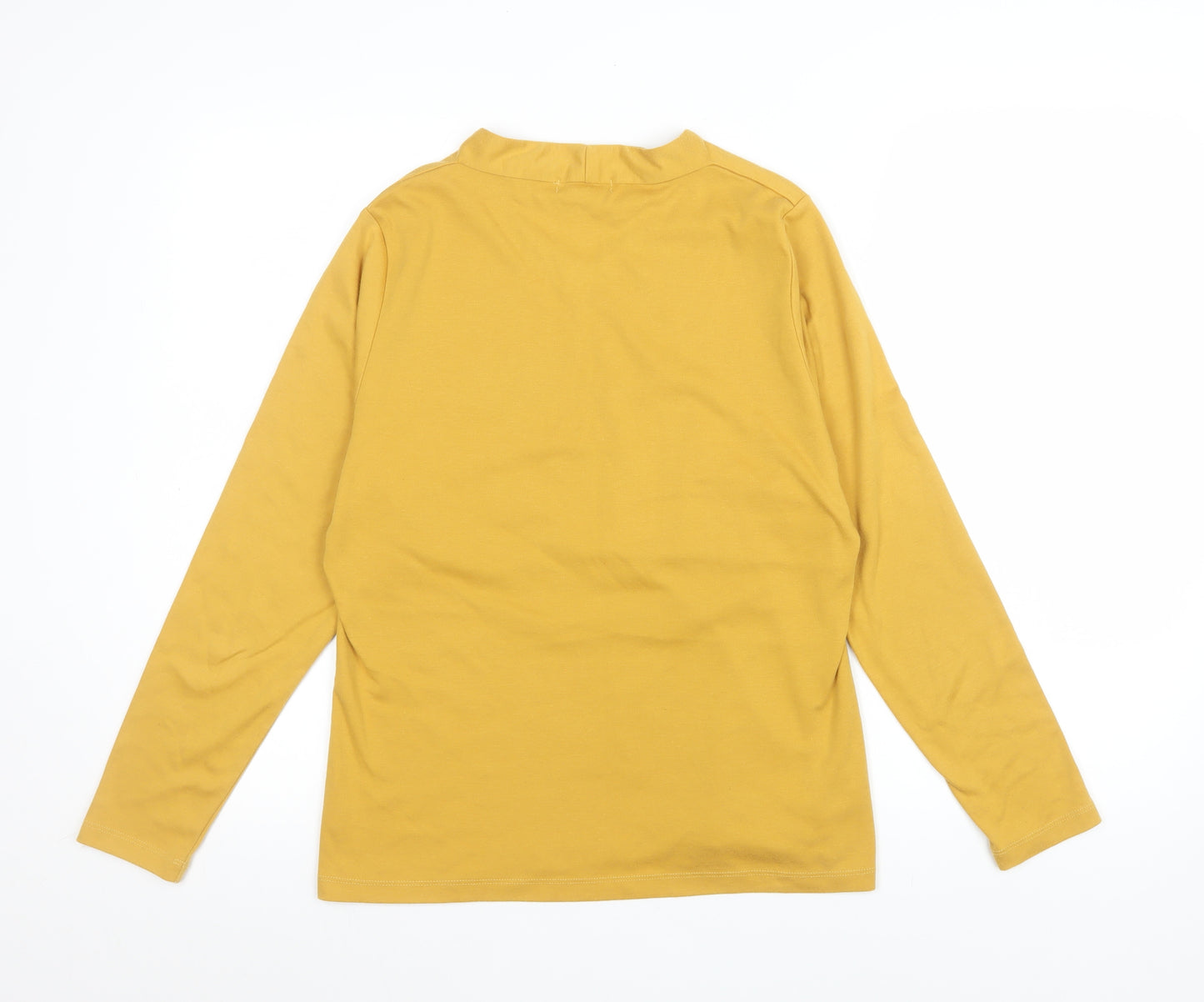 Freshwear Womens Yellow V-Neck Long Sleeve Basic Top Size L