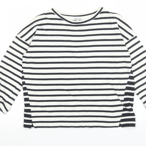 Jigsaw Womens Black Striped 3/4 Sleeve Cotton Jersey Top XS