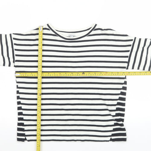 Jigsaw Womens Black Striped 3/4 Sleeve Cotton Jersey Top XS