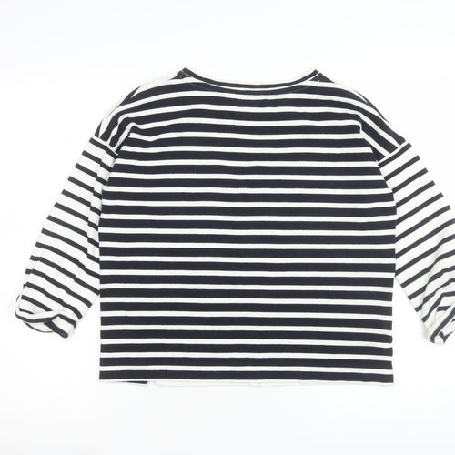Jigsaw Womens Black Striped 3/4 Sleeve Cotton Jersey Top XS