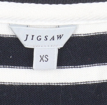 Jigsaw Womens Black Striped 3/4 Sleeve Cotton Jersey Top XS