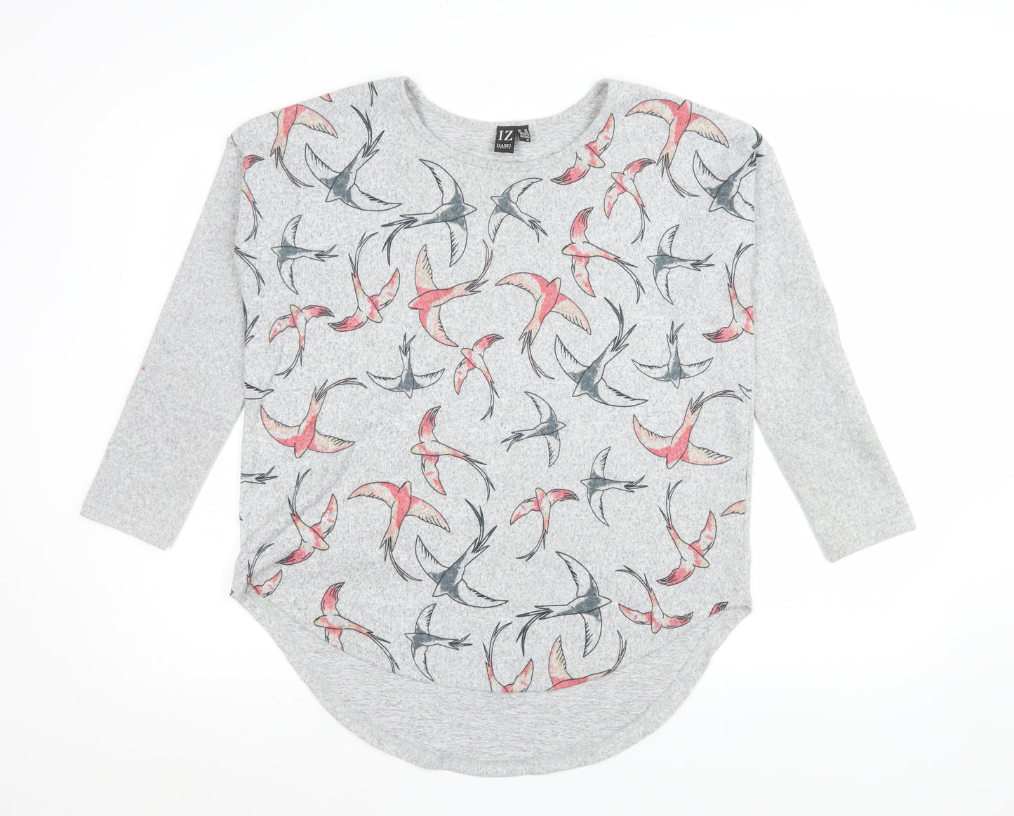 Izabel London Women's Grey Bird Print Pullover Sweatshirt Size 10