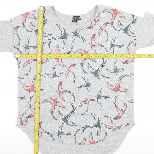 Izabel London Women's Grey Bird Print Pullover Sweatshirt Size 10