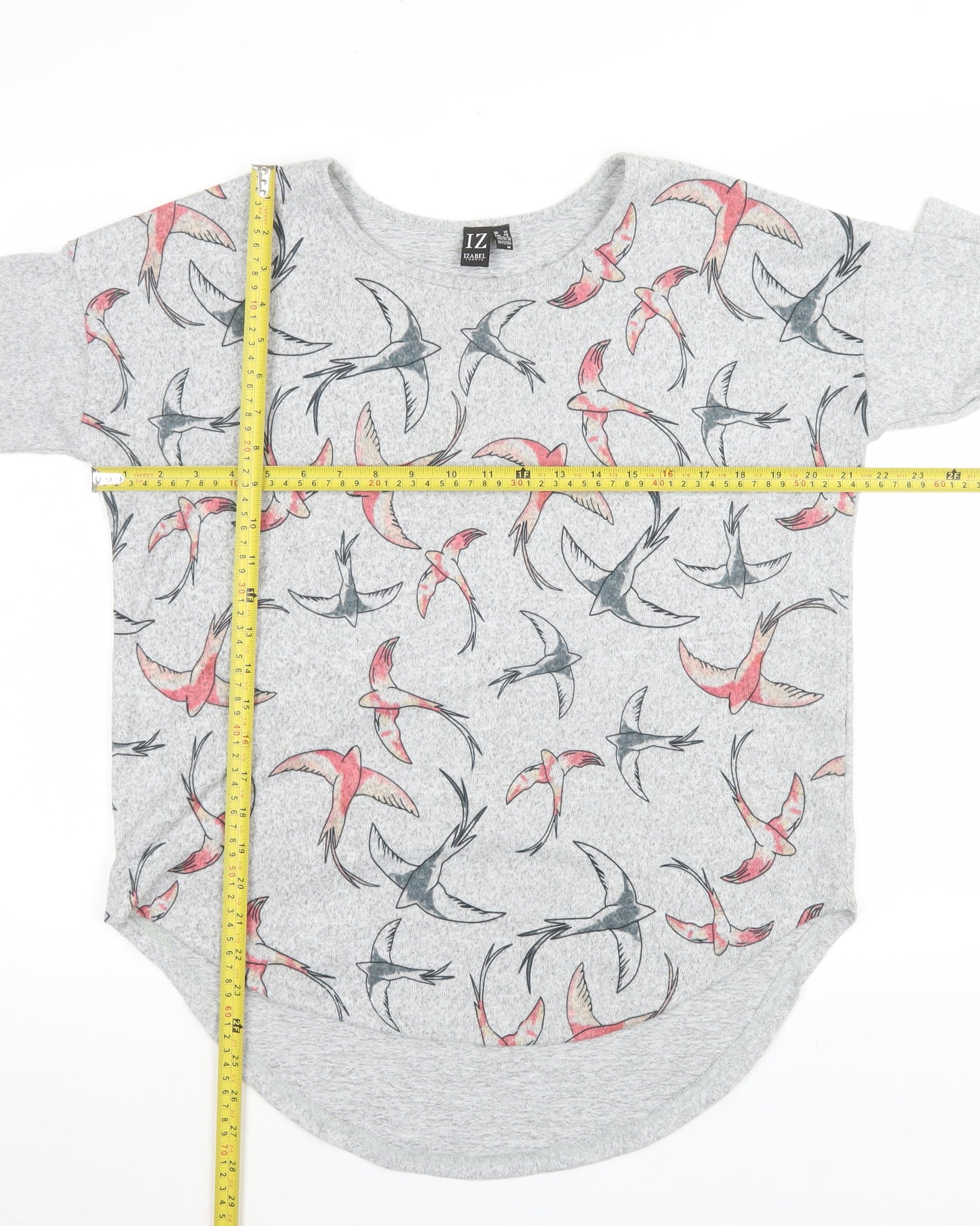 Izabel London Women's Grey Bird Print Pullover Sweatshirt Size 10