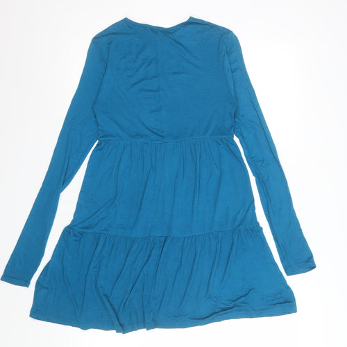 Boohoo Women's Blue Long Sleeve Skater Dress Size 10