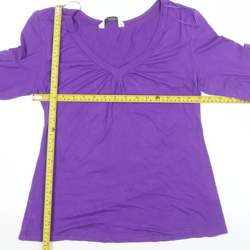 BHS Women’s Purple 3/4 Sleeve V-Neck Jersey Blouse Size 14