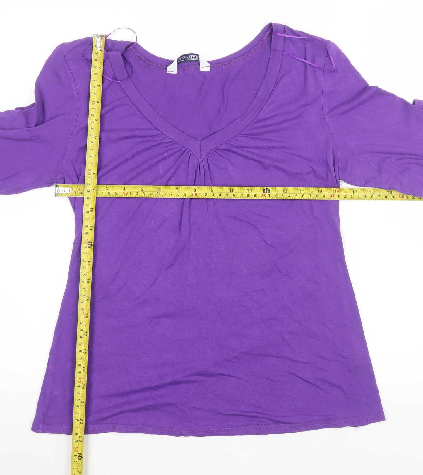 BHS Women’s Purple 3/4 Sleeve V-Neck Jersey Blouse Size 14