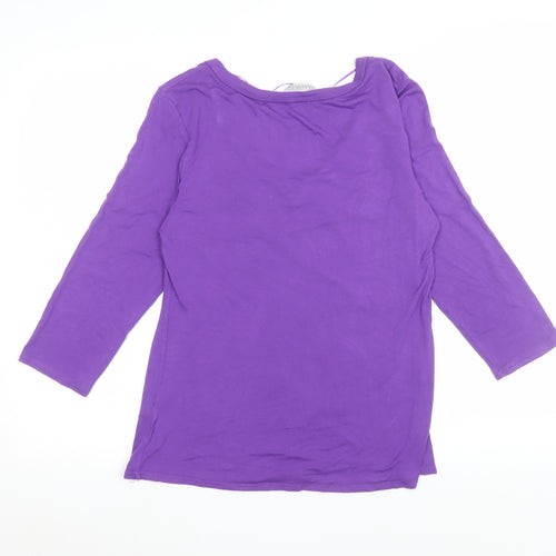 BHS Women’s Purple 3/4 Sleeve V-Neck Jersey Blouse Size 14