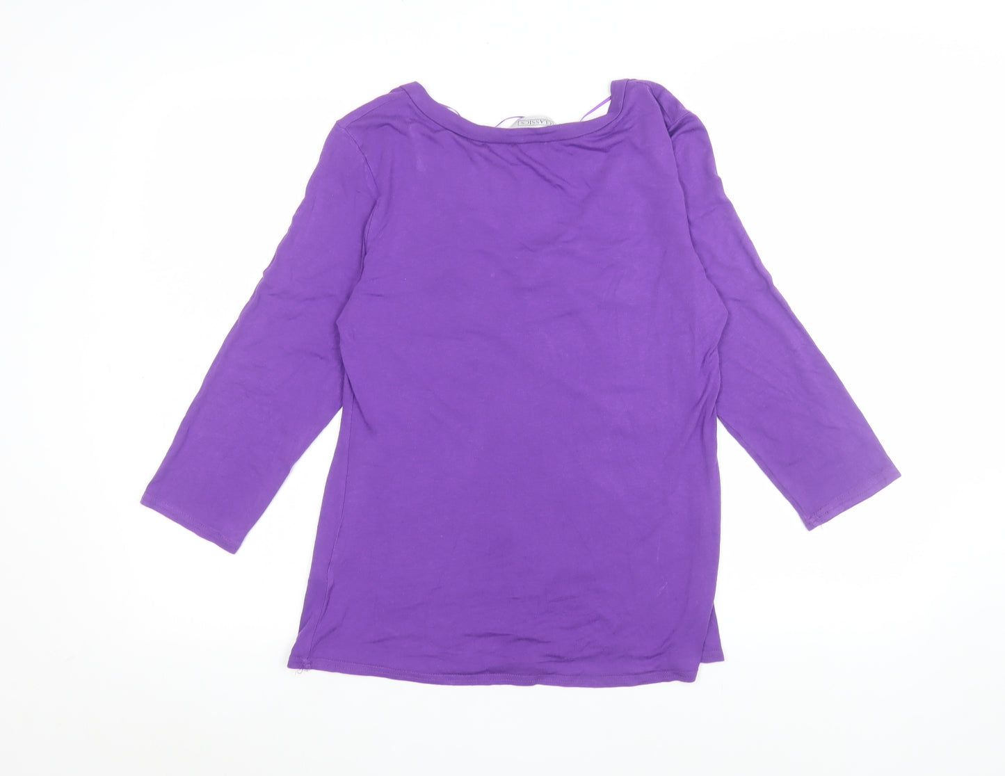 BHS Women’s Purple 3/4 Sleeve V-Neck Jersey Blouse Size 14