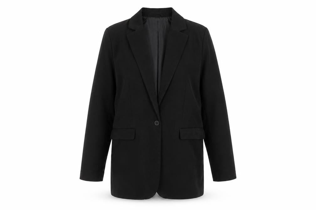 Front view of H&M Women’s Black Blazer Jacket, size UK 14+ Classic Single-Breasted