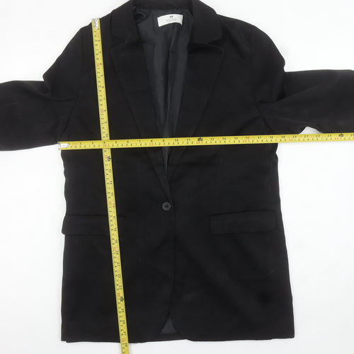 H&M Women’s Black Blazer Jacket Size UK 14+ Classic Single-Breasted