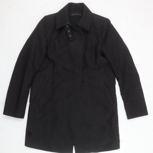 Zara Woman Black Mid-Length Overcoat Size S Classic Style