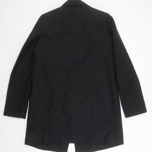 Zara Woman Black Mid-Length Overcoat Size S Classic Style