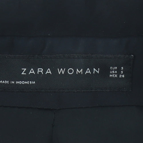Zara Woman Black Mid-Length Overcoat Size S Classic Style
