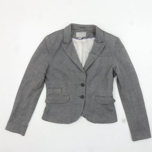 H&M Women's Grey Slim Fit Single-Breasted Blazer Size 8