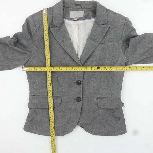H&M Women's Grey Slim Fit Single-Breasted Blazer Size 8
