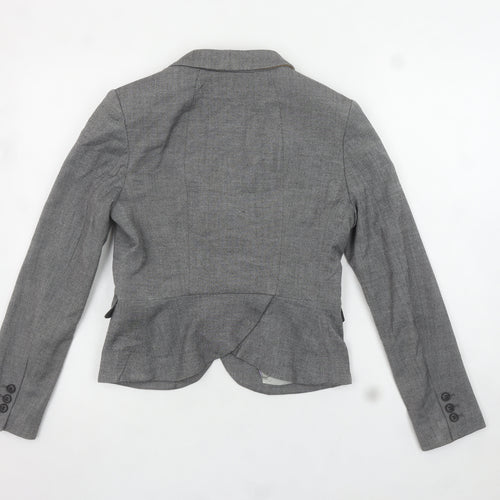 H&M Women's Grey Slim Fit Single-Breasted Blazer Size 8