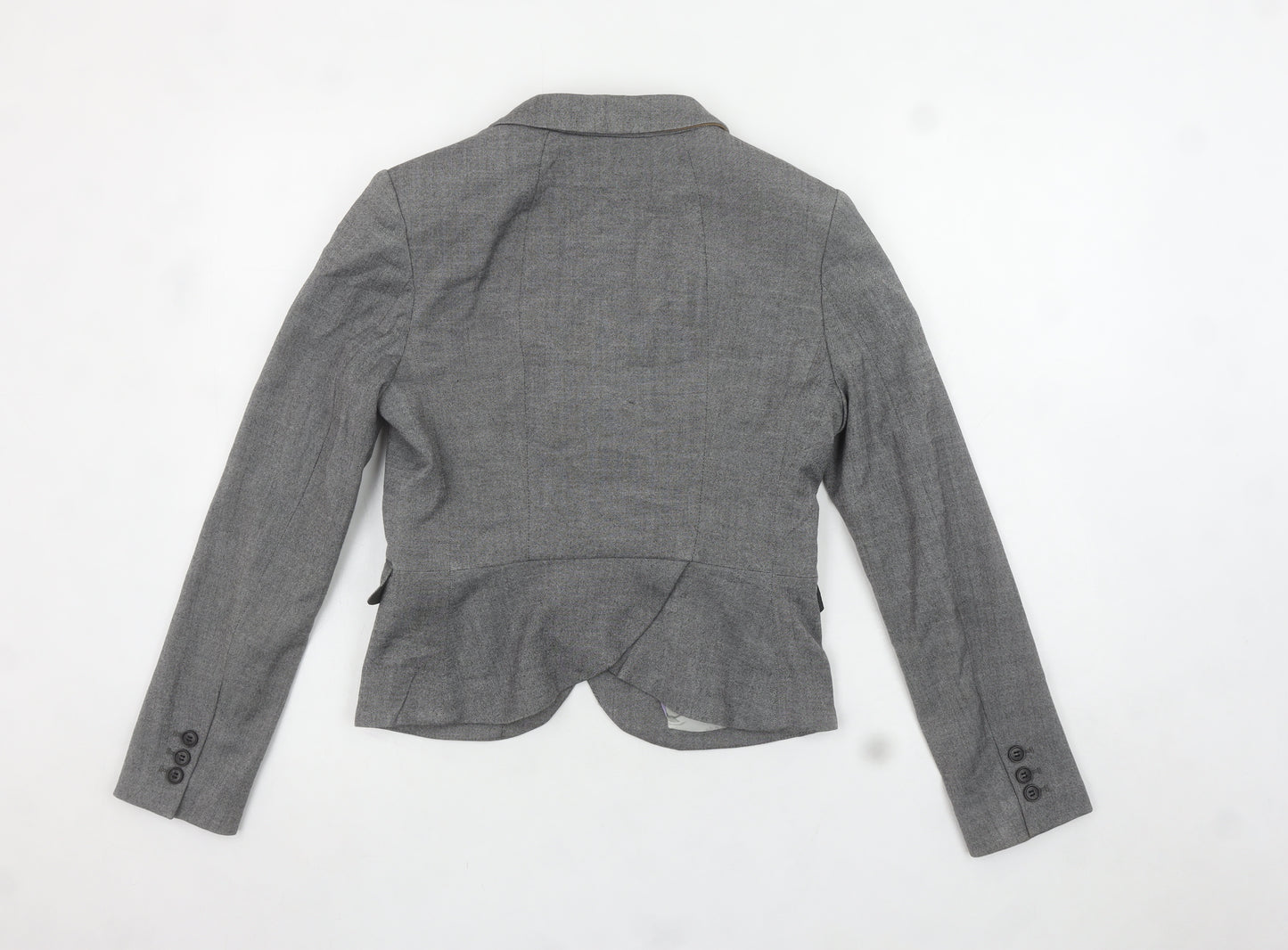 H&M Women's Grey Slim Fit Single-Breasted Blazer Size 8