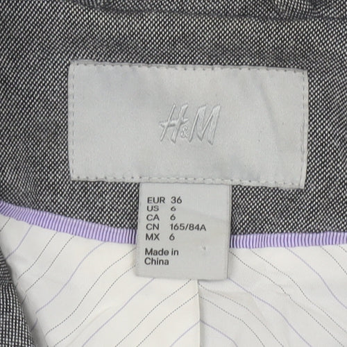 H&M Women's Grey Slim Fit Single-Breasted Blazer Size 8