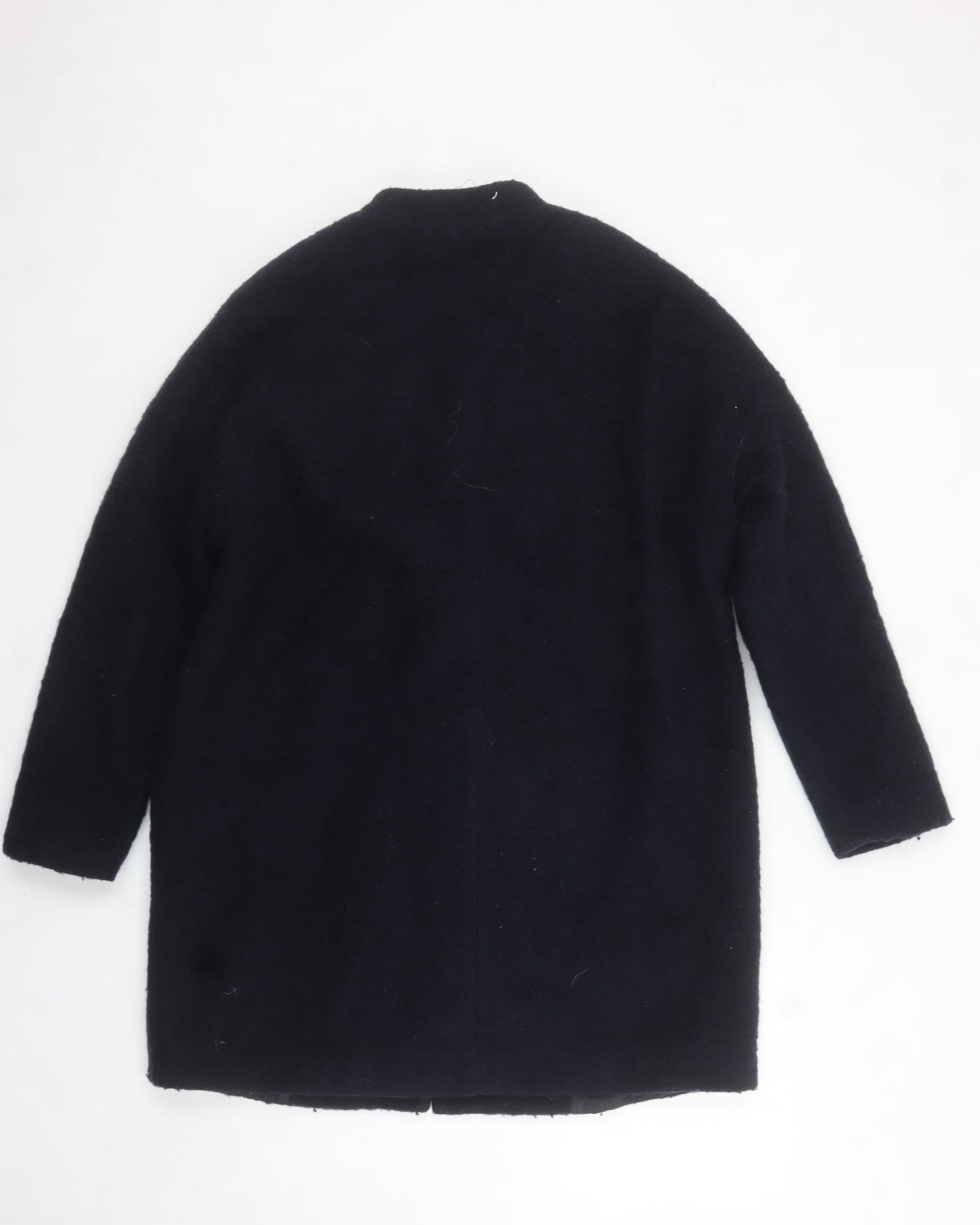 Zara Women Black Wool Blend Mid-Length Overcoat UK 8