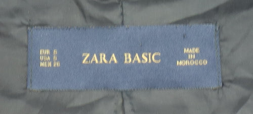 Zara Women Black Wool Blend Mid-Length Overcoat UK 8