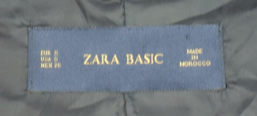 Zara Women Black Wool Blend Mid-Length Overcoat UK 8